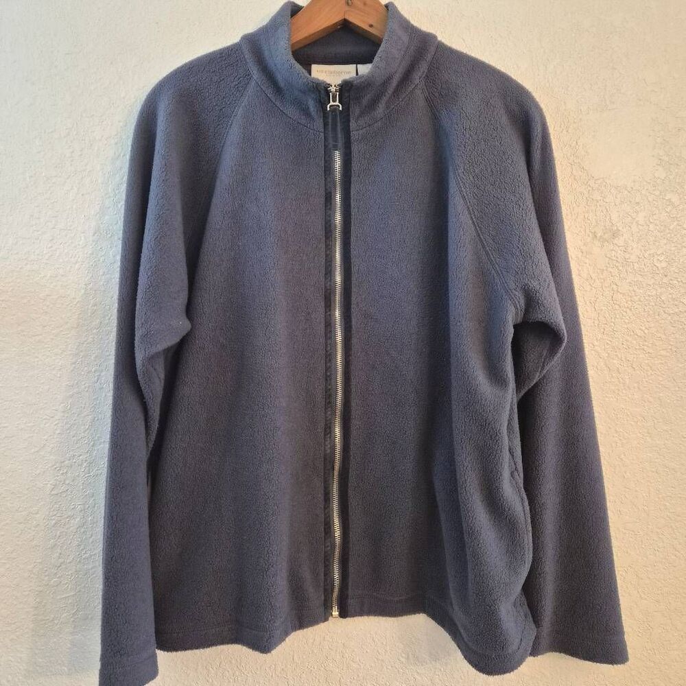 Liz Claborne Liz & Co Spring Sky Blue Lightweight Fleece Zippered Jacket: XL